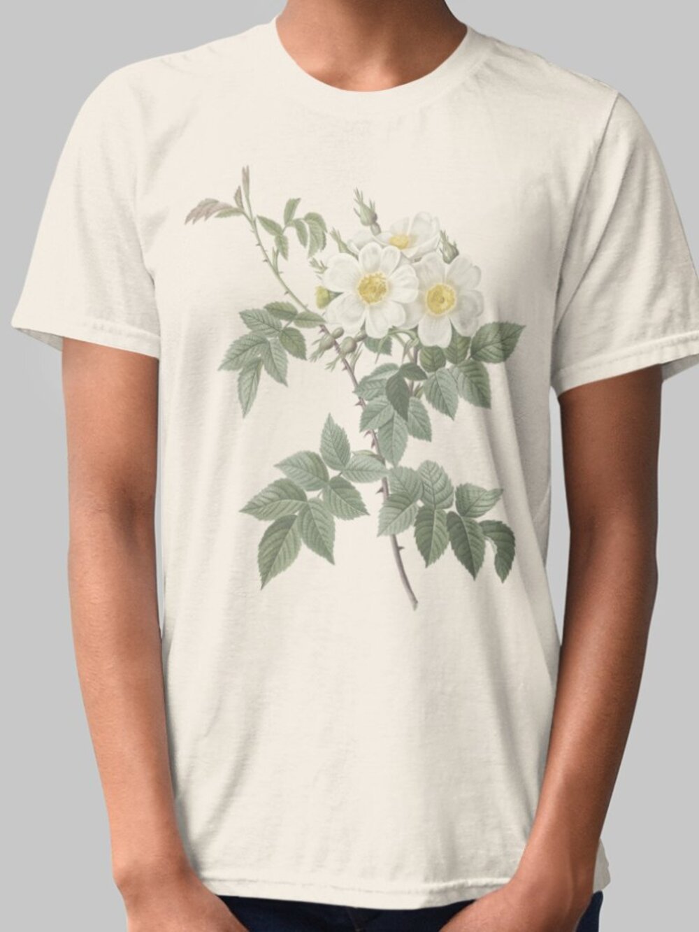 Rose Vintage Floral Print Short Sleeve Graphic Tee T-shirt S-XXL